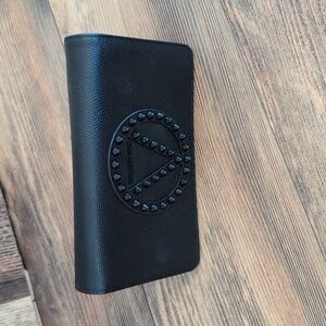 Velentino by Mario Velentino Ajah Dollaro Black Leather Chain Clutch Wallet